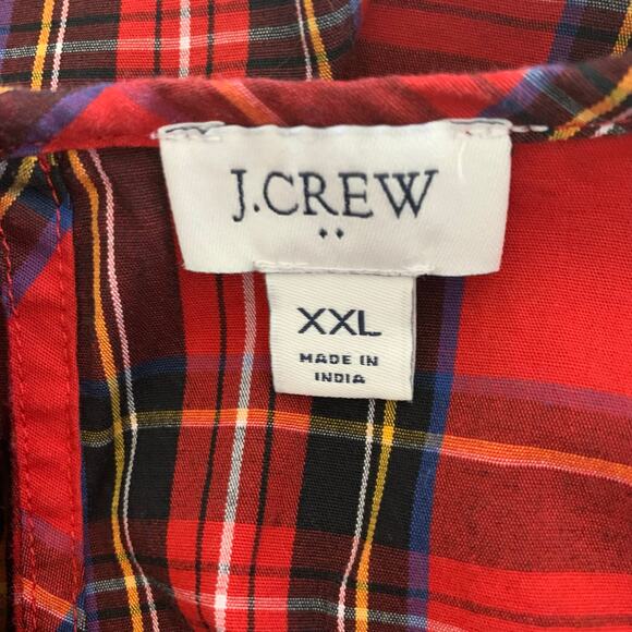 J. Crew Factory Red Tartan Cotton Poplin Top Size XXL - Picture 7 of 8